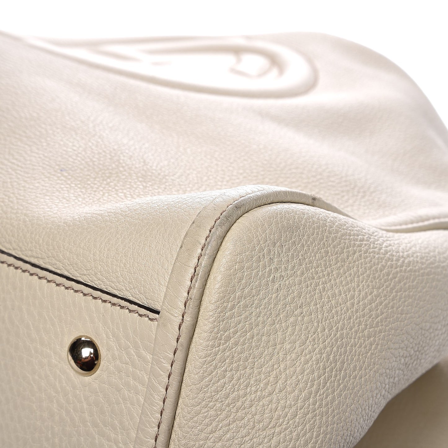 Pebbled Calfskin Large Soho Shoulder Bag Off White
