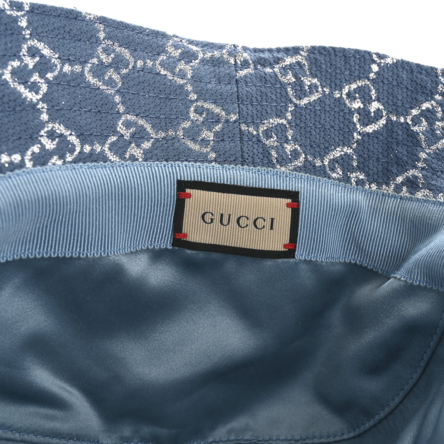 Gucci Canvas Lame GG Monogram Bucket Hat S Light Blue Silver 8 of 9