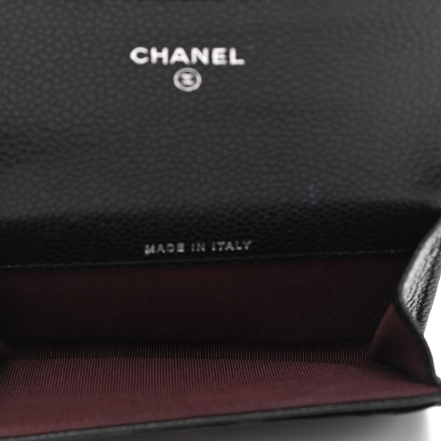 Caviar Quilted Flap Card Holder Wallet Black