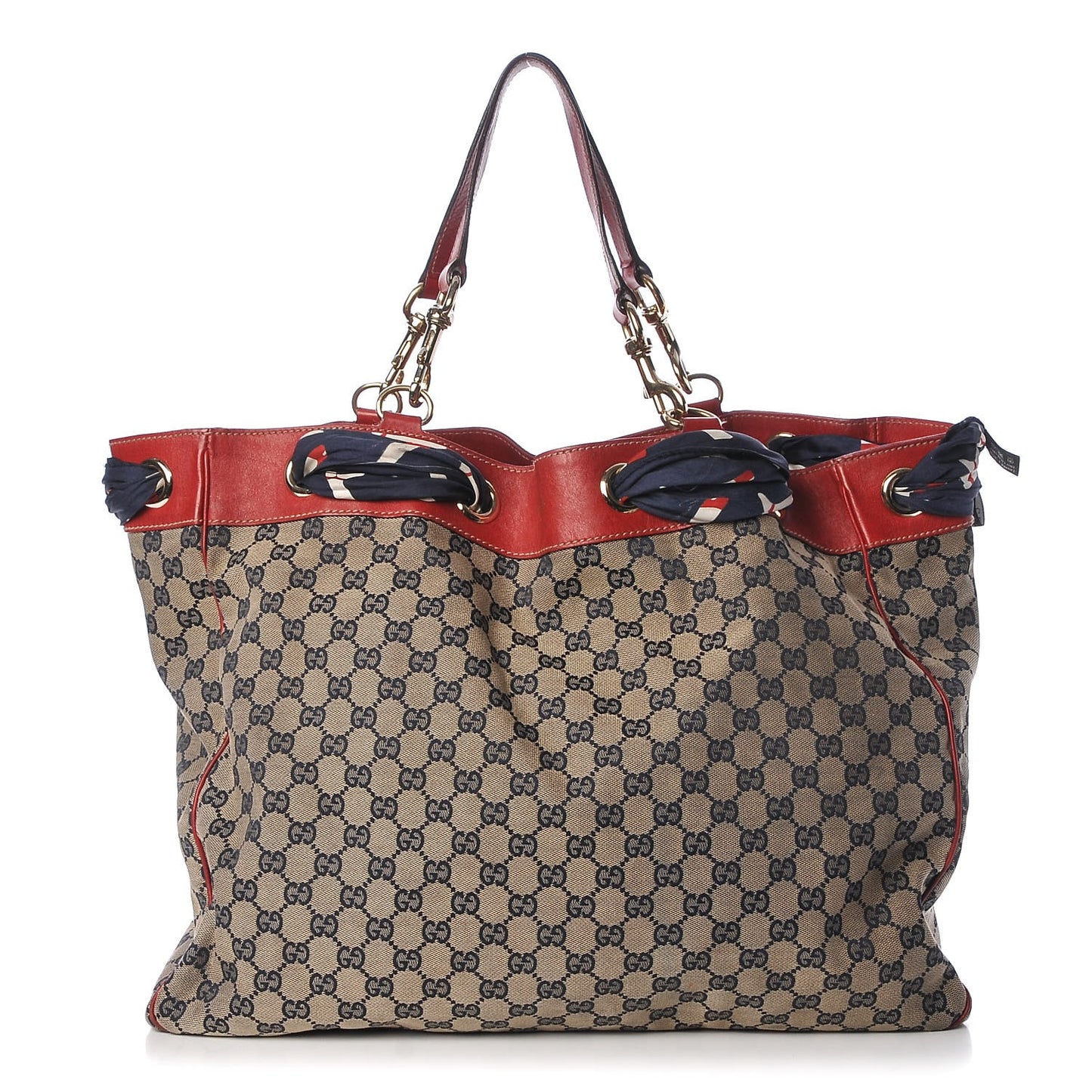 Monogram Large Positano Tote Navy Red