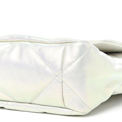 Chanel Iridescent Calfskin Quilted Large Chanel 19 Flap White 7 of 9