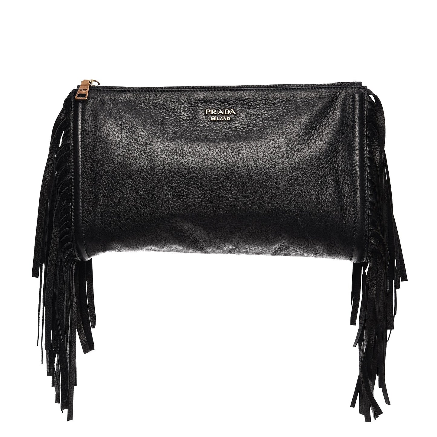 Cervo Deerskin Fringe Clutch Nero Black