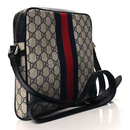 Gucci GG Supreme Monogram Textured Dollar Calfskin Web Small Ophidia Messenger Bag Beige Blue 3 of 12