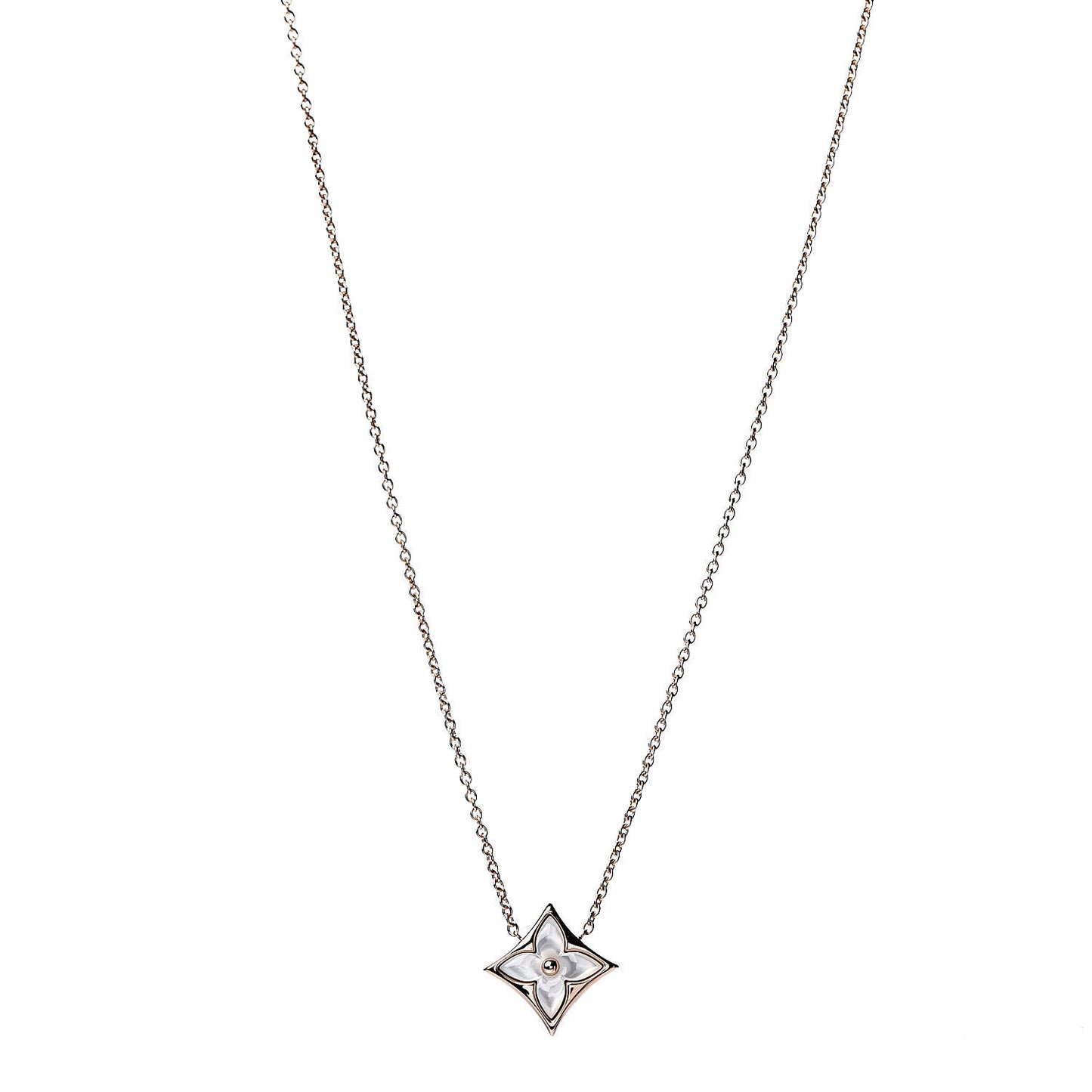 18K Pink Gold Mother Of Pearl Blossom Pendant Necklace