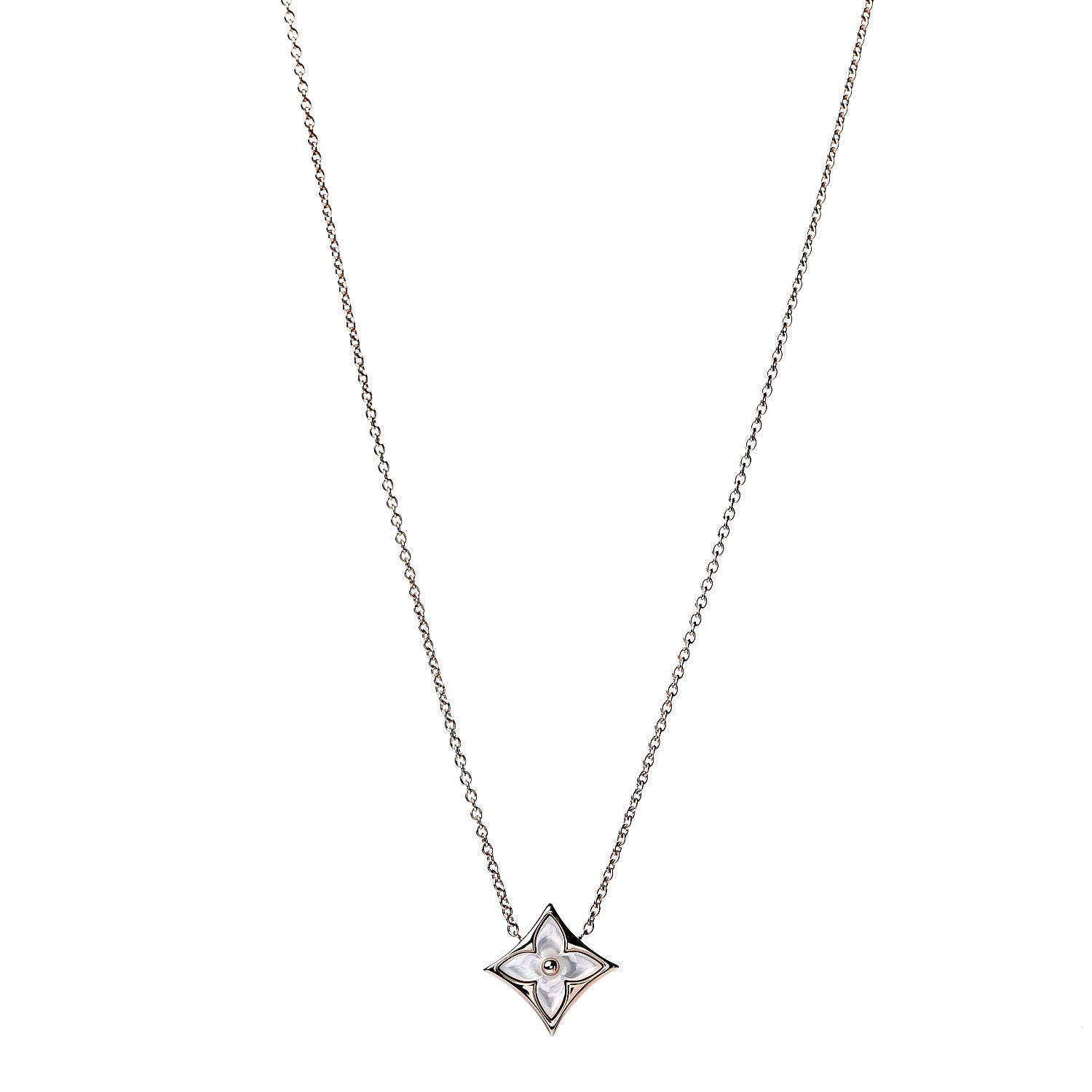 Louis Vuitton 18K Pink Gold Mother Of Pearl Blossom Pendant Necklace 1 of 6