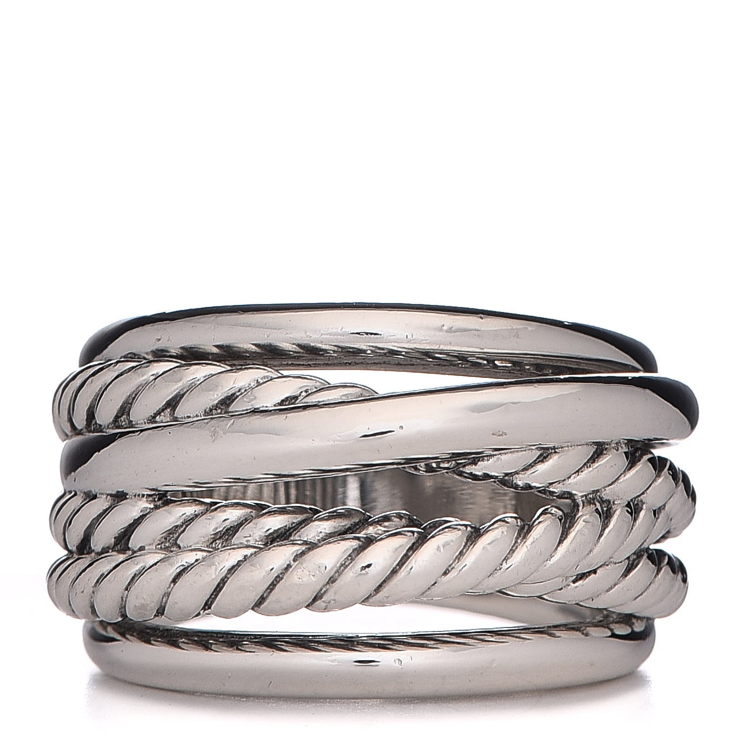 Sterling Silver 18mm Wide Crossover Cable Ring 54 6.75