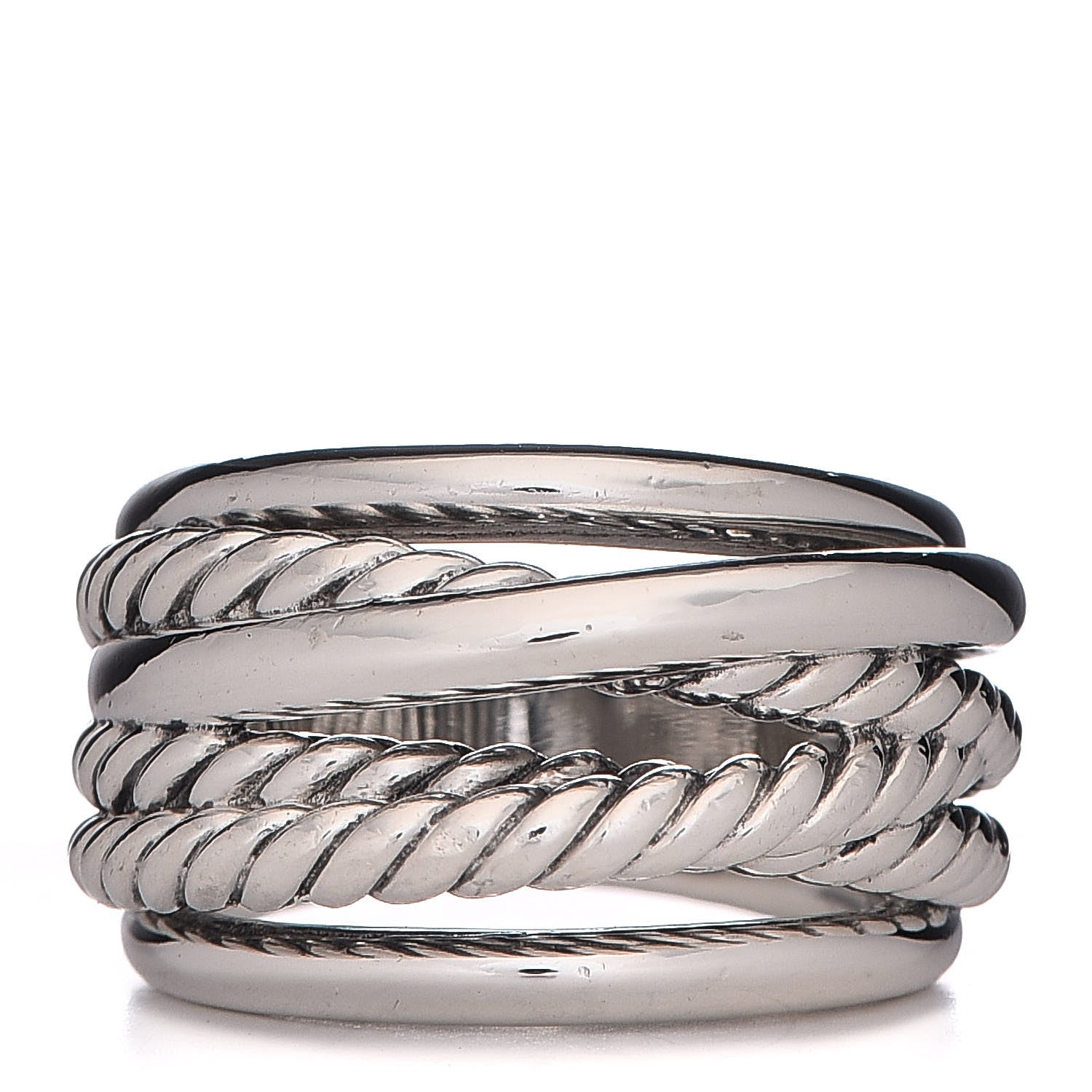 David Yurman Sterling Silver 18mm Wide Crossover Cable Ring 54 6.75 1 of 5