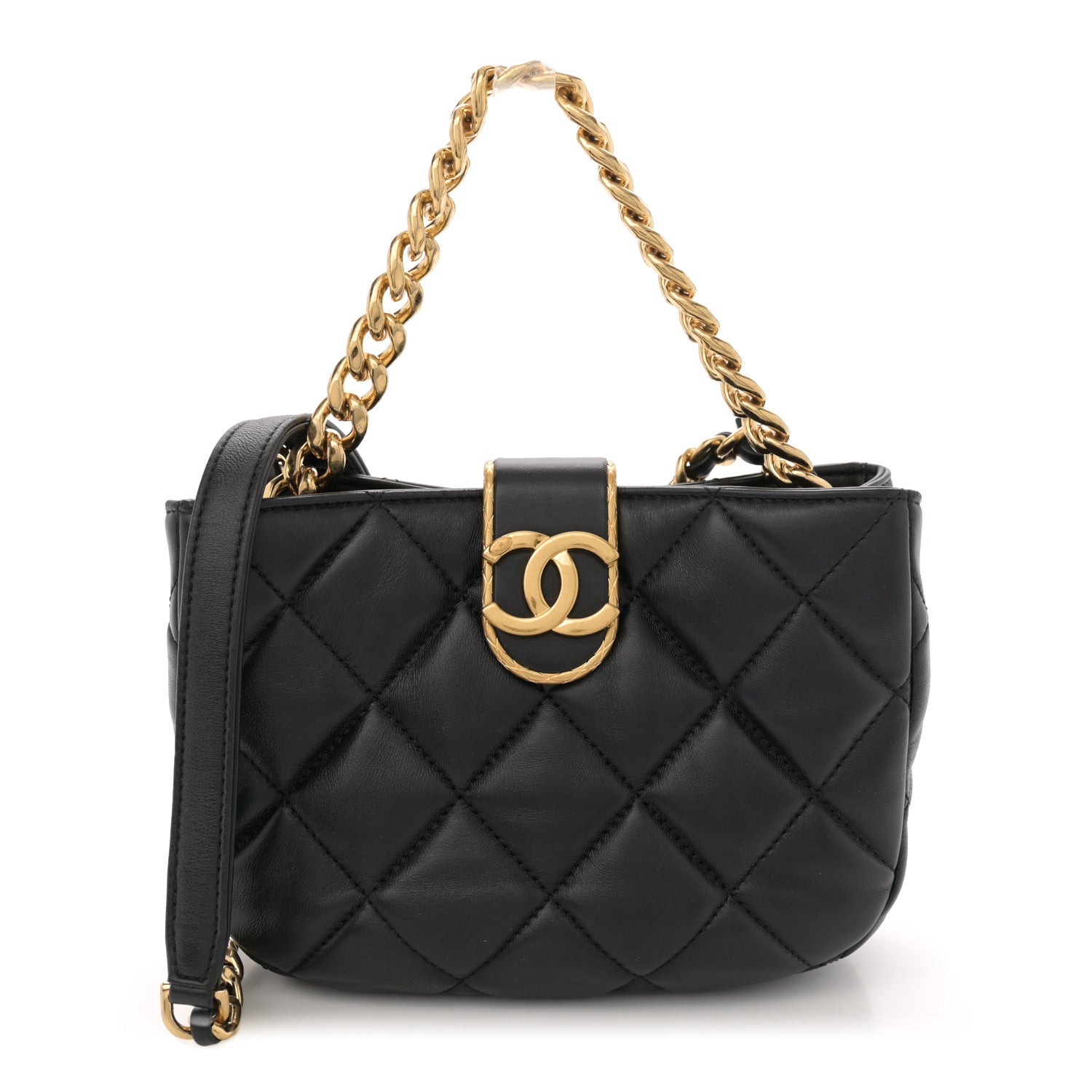 Chanel Lambskin Quilted Small Chain Hobo Black 1 of 10