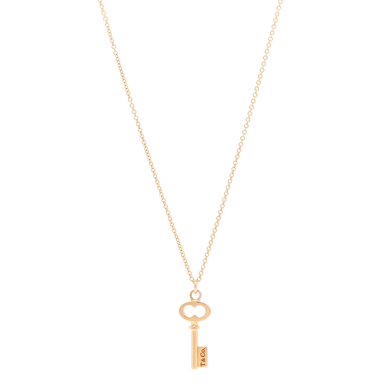 Tiffany 18K Rose Gold Mini Key Pendant Necklace 1 of 4