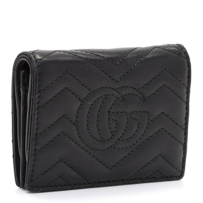 Gucci Calfskin Matelasse GG Marmont Card Case Wallet Black 3 of 9
