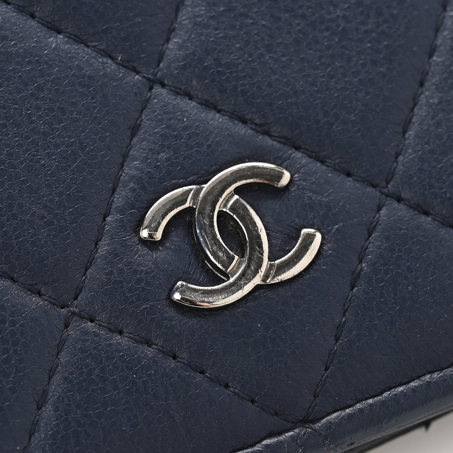 Lambskin Quilted Yen Wallet Blue