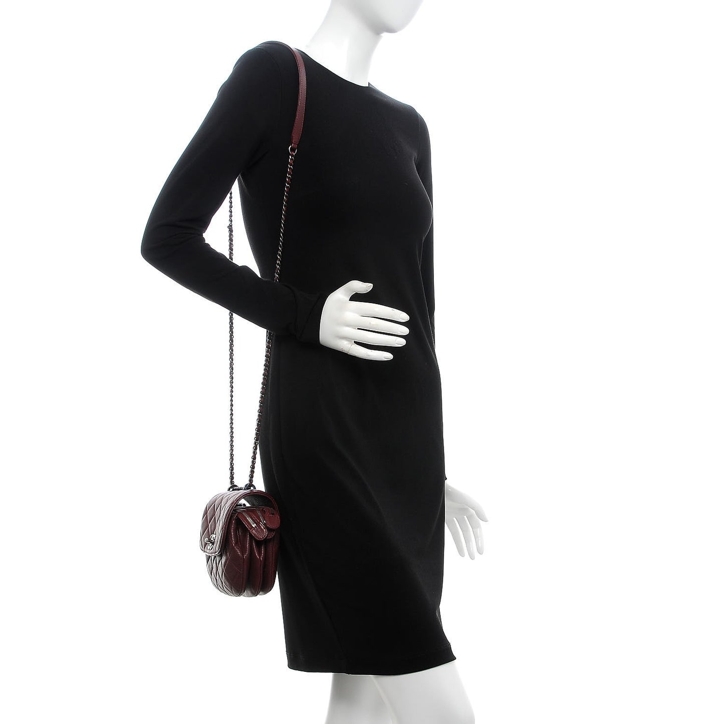 Goatskin Quilted CC Waiter Crossbody Burgundy