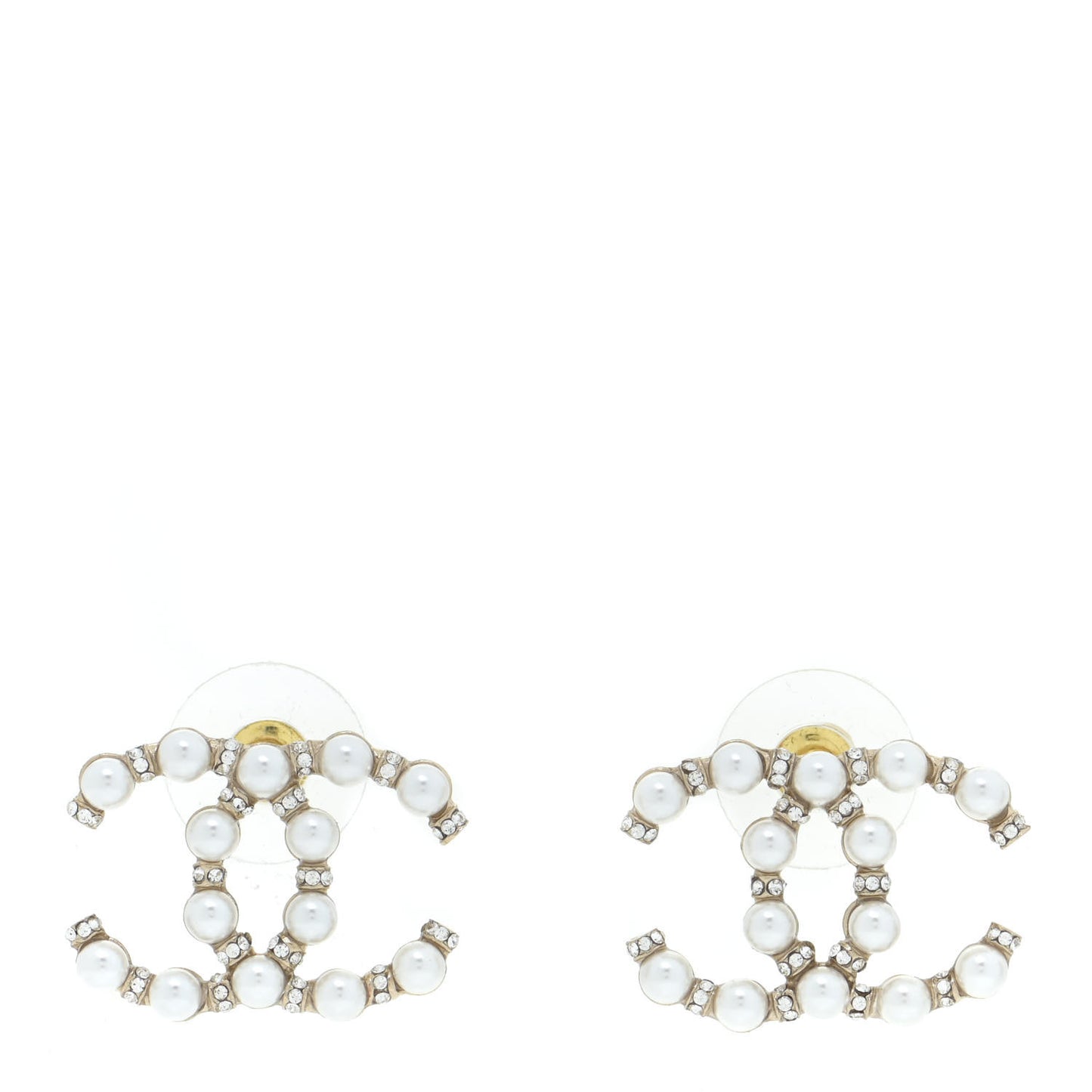 Pearl Crystal Nefertiti CC Earrings Gold