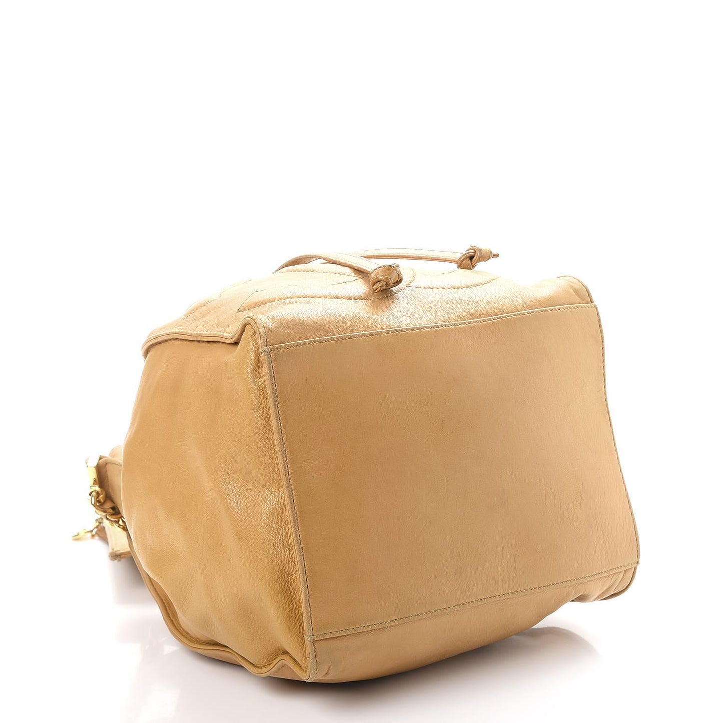 Lambskin CC Drawstring Bag Beige