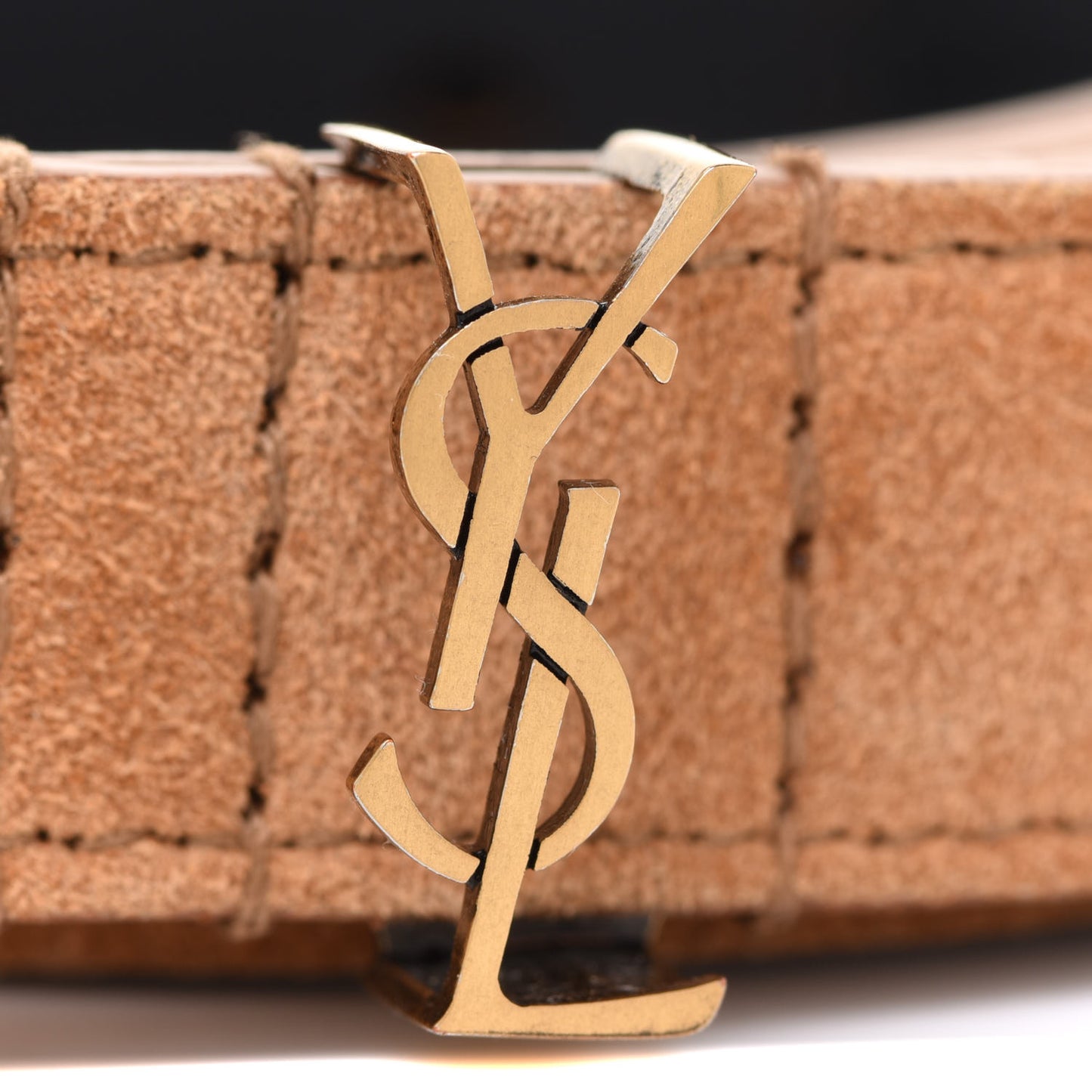 Suede Monogram Square Buckle Belt 95 38 Tan Bronze