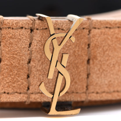 Saint Laurent Suede Monogram Square Buckle Belt 95 38 Tan Bronze 6 of 7