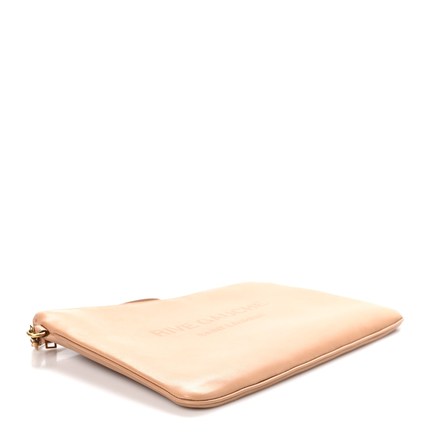 Calfskin Rive Gauche Zipped Pouch Vintage Brown Gold