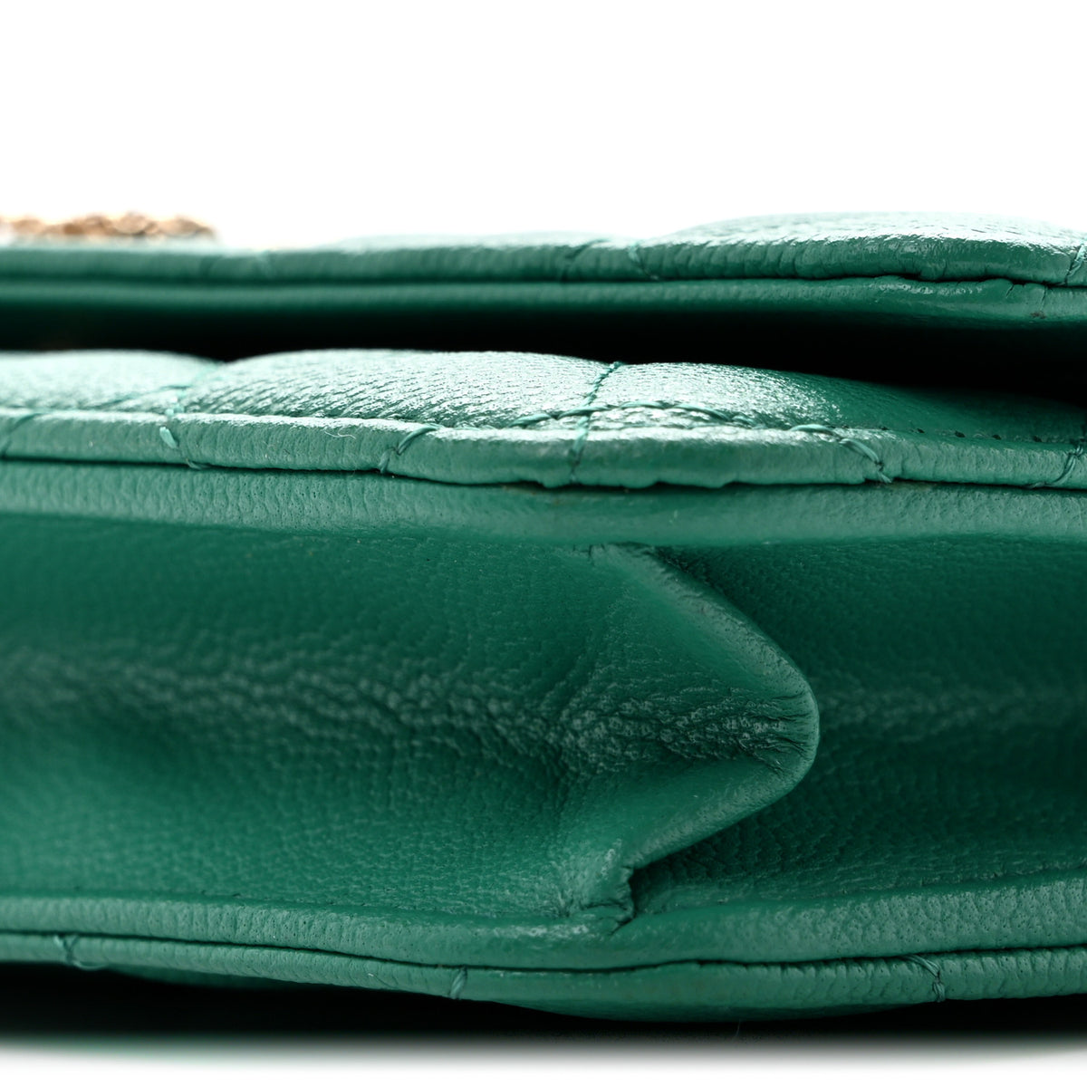 Chanel Caviar Quilted Perforated Metal CC Wallet on Chain WOC Green 11 of 14