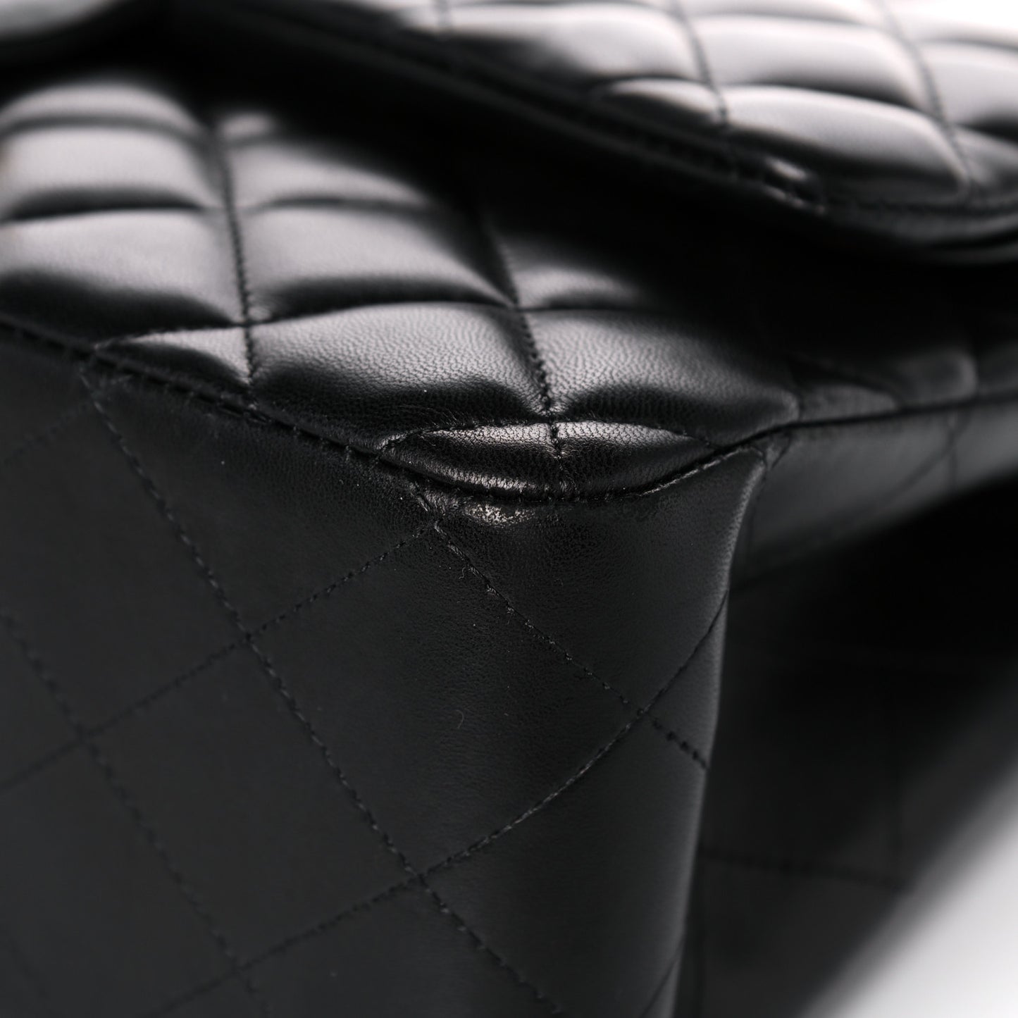 Lambskin Quilted Jumbo Double Flap Black