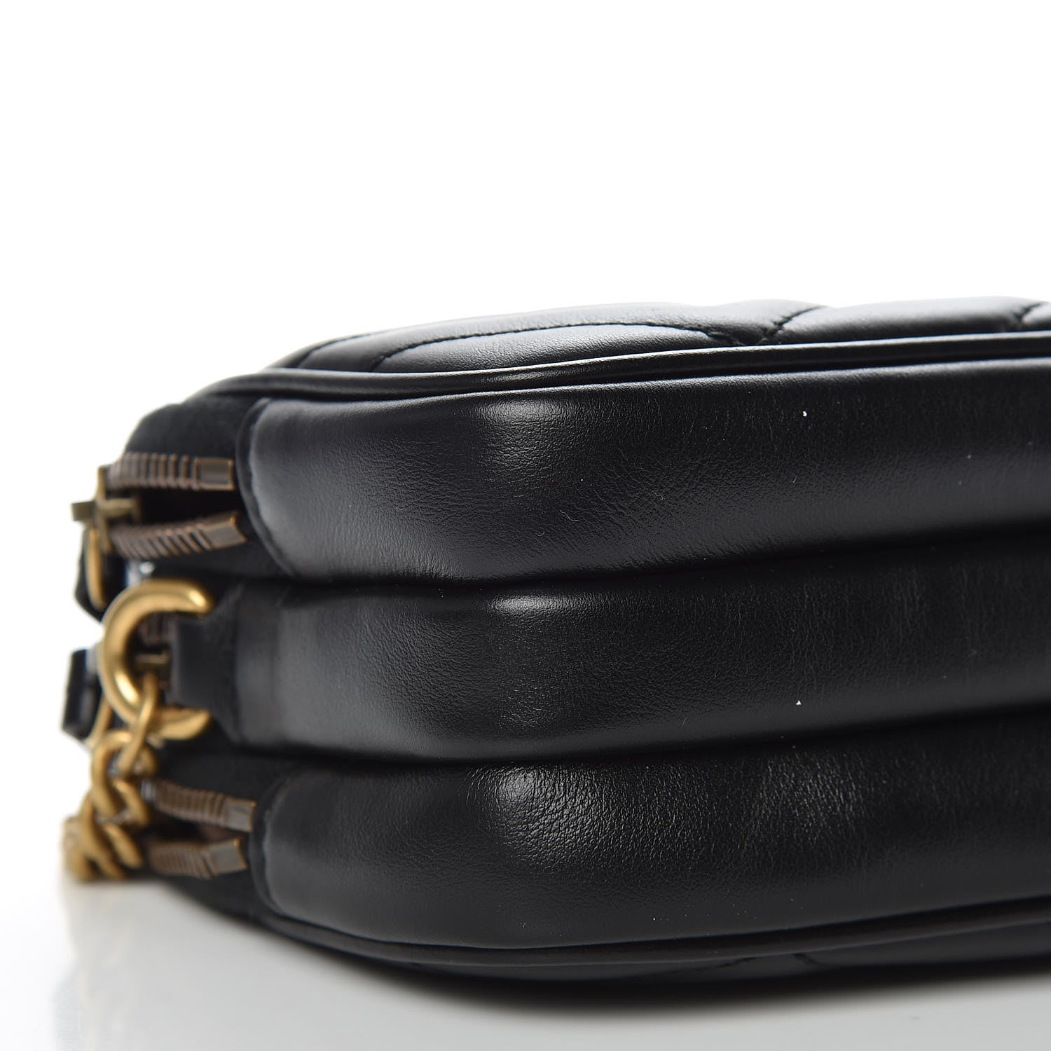 Gucci Calfskin Matelasse Mini GG Marmont Chain Crossbody Bag Black 8 of 10