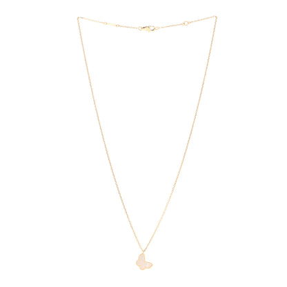 Van Cleef & Arpels 18K Yellow Gold Mother of Pearl Sweet Alhambra Butterfly Pendant Necklace 3 of 5