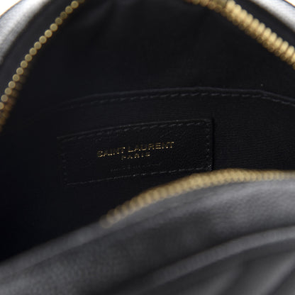 Saint Laurent Grain De Poudre Matelasse Chevron Quilted Round Vinyle Camera Bag Black 8 of 10
