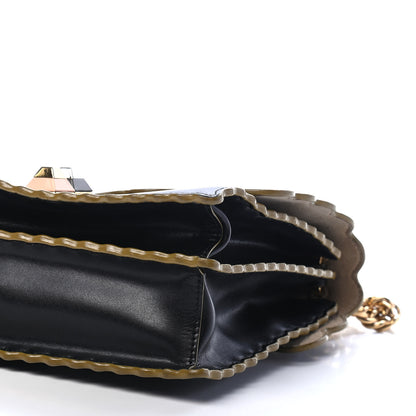 Fendi Vitello Liberty Scalloped Studded Kan I Shoulder Bag Black 9 of 9
