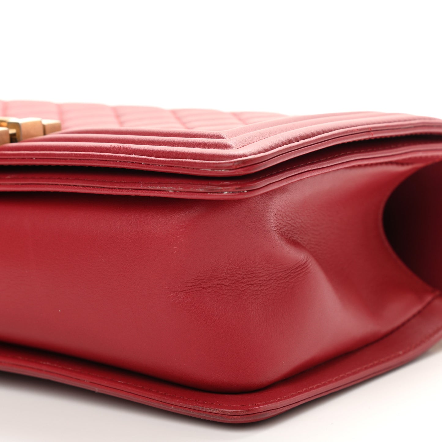 Calfskin Quilted Medium Boy Flap Red