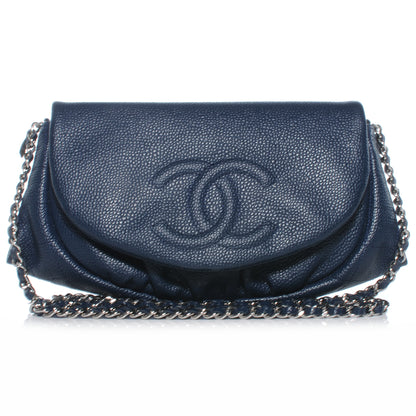 Chanel Caviar Half Moon Wallet On Chain Navy Blue 1 of 7