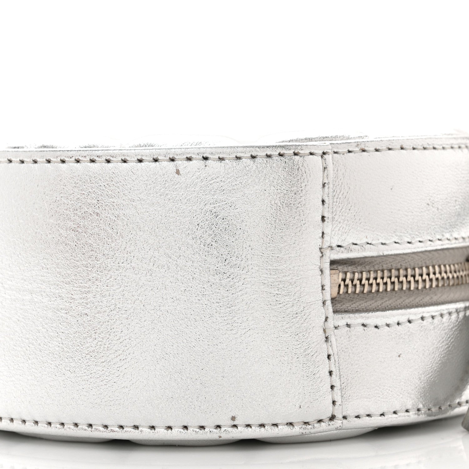 Chanel Metallic Calfskin Quilted Round Bracelet Clutch With Chain Silver 10 of 10