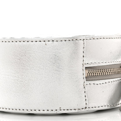Chanel Metallic Calfskin Quilted Round Bracelet Clutch With Chain Silver 10 of 10