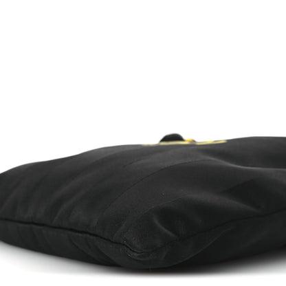 Fendi Recycled Nylon Vitello Grace Light Pequin Small Saint Fendi Roma Drawstring Pouch Black Sunflower 10 of 11