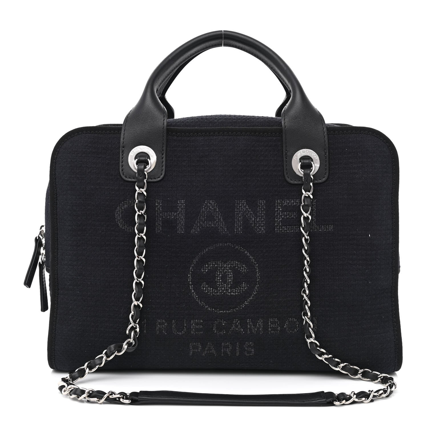 Chanel Mixed Fibers Deauville Bowling Bag Black 1 of 11