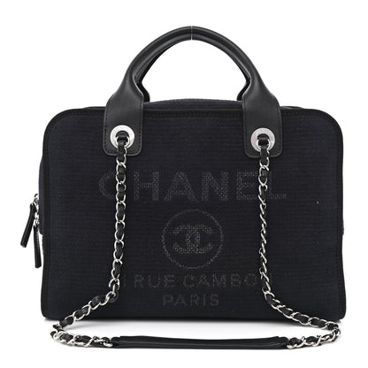 Chanel Mixed Fibers Deauville Bowling Bag Black 1 of 11
