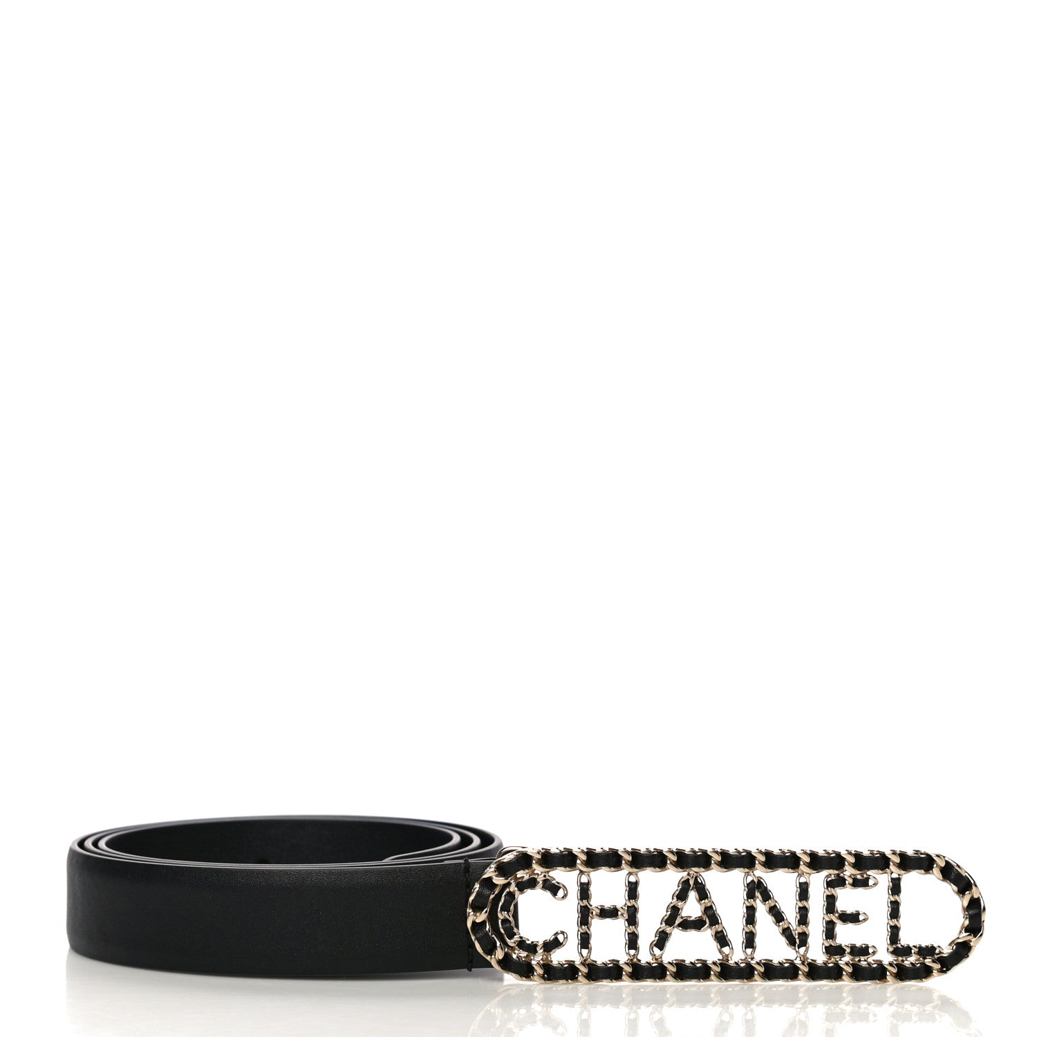 Chanel Lambskin Chain Logo Belt 90 36 Black 2 of 9
