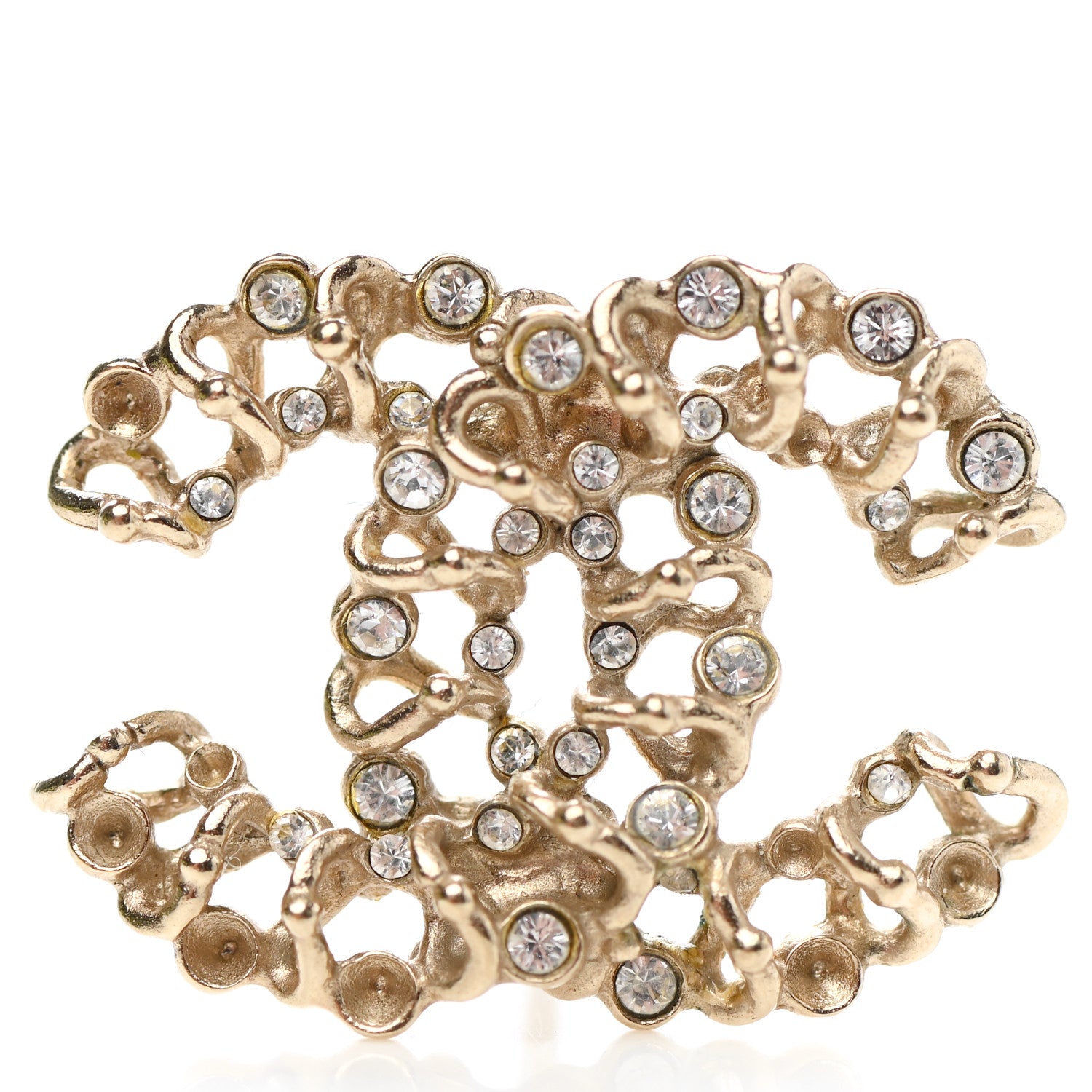 Chanel Crystal Chain Link CC Earrings Gold 5 of 5