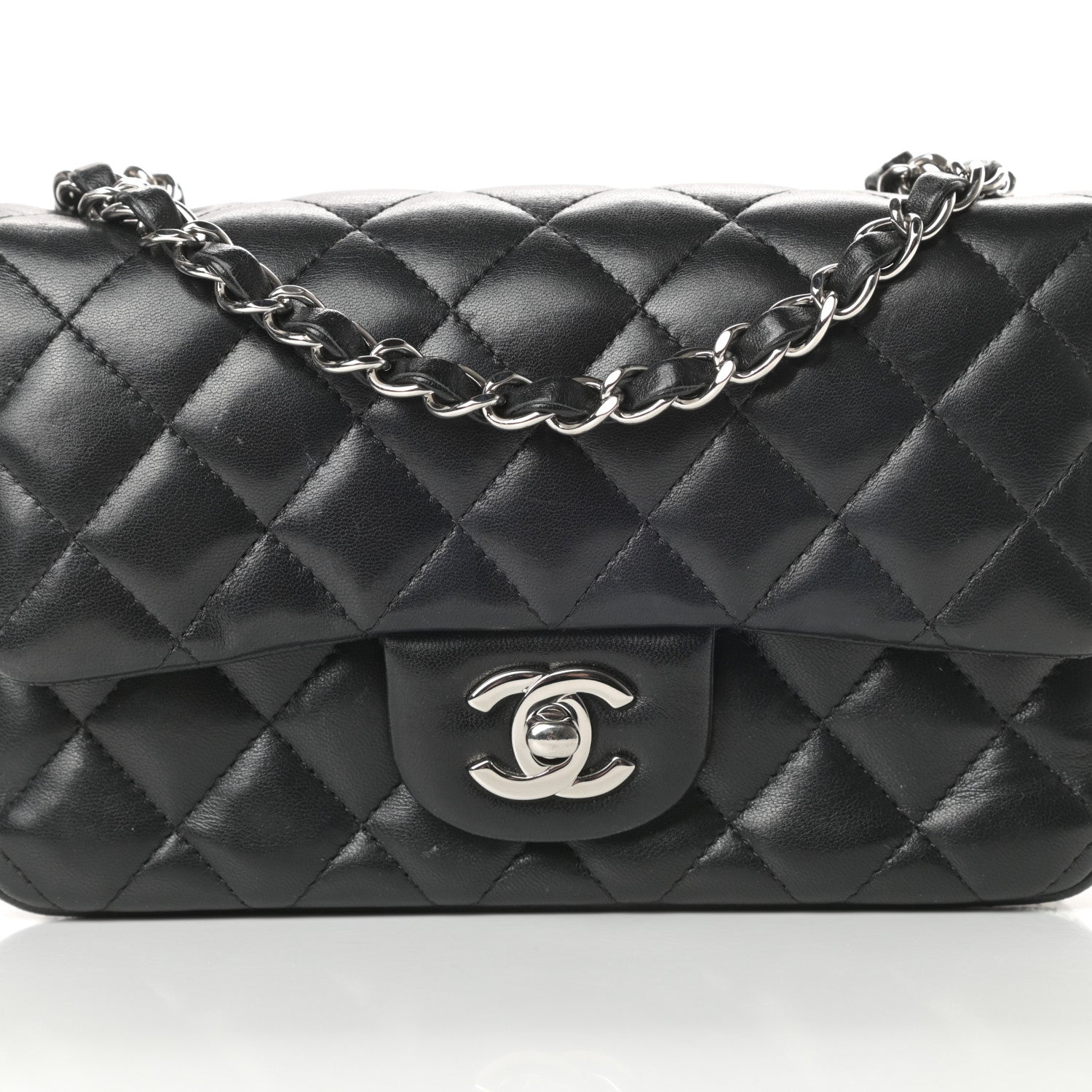 Chanel Lambskin Quilted Mini Rectangular Flap Black 8 of 14