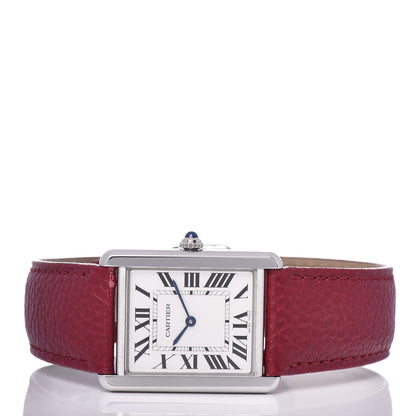 Cartier Stainless Steel Calfskin 27mm Tank Solo Quartz Watch Burgundy 3 of 8