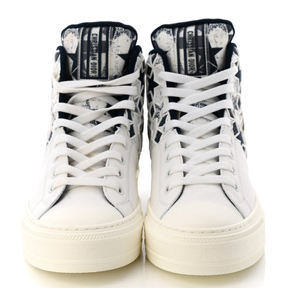 Christian Dior Canvas Embroidered Womens Walk'n' Dior Star High Top Sneakers 37.2 White Navy 2 of 9