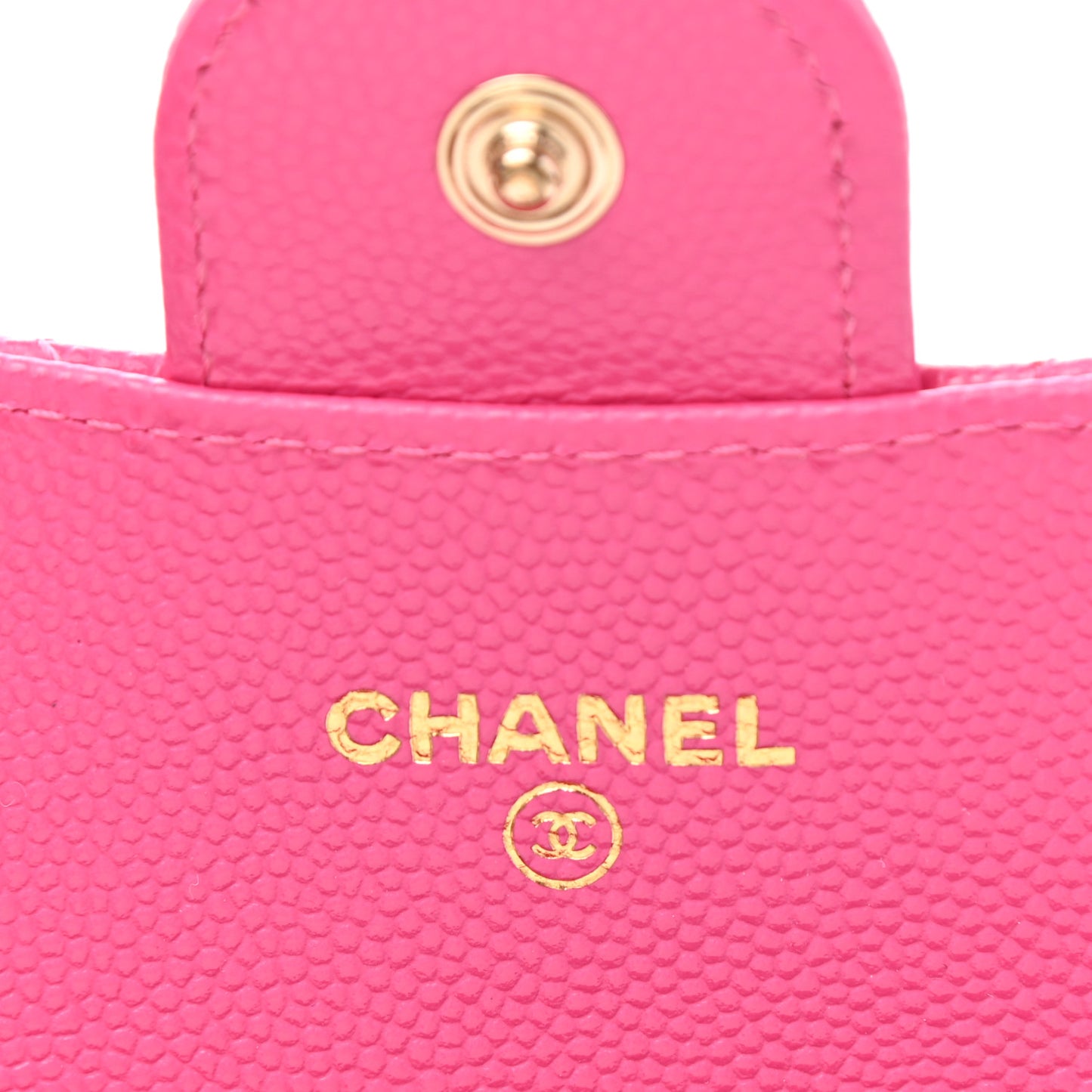 Caviar Quilted Flap Card Holder Wallet Pink