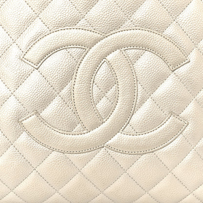 Chanel Metallic Caviar Quilted Grand Shopping Tote GST Pearl 8 of 15