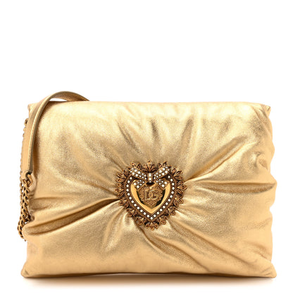 Dolce & Gabbana Calfskin Devotion Clutch With Chain Gold 1 of 9
