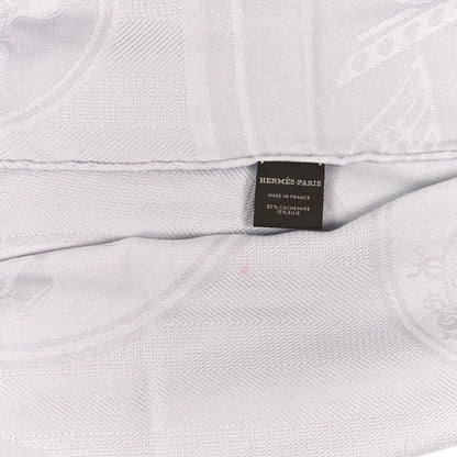 Hermes Cashmere Silk New Libris Stole Gris Nuage 3 of 3