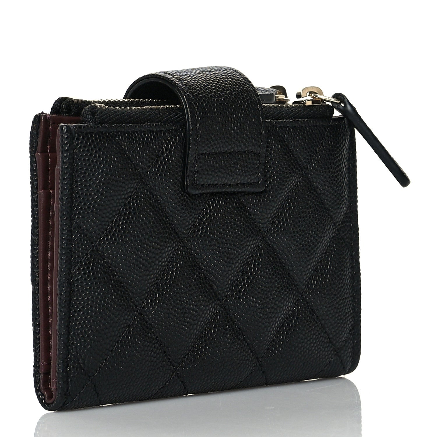 Chanel Caviar Quilted Compact Zipped Pocket Wallet Black 3 of 8