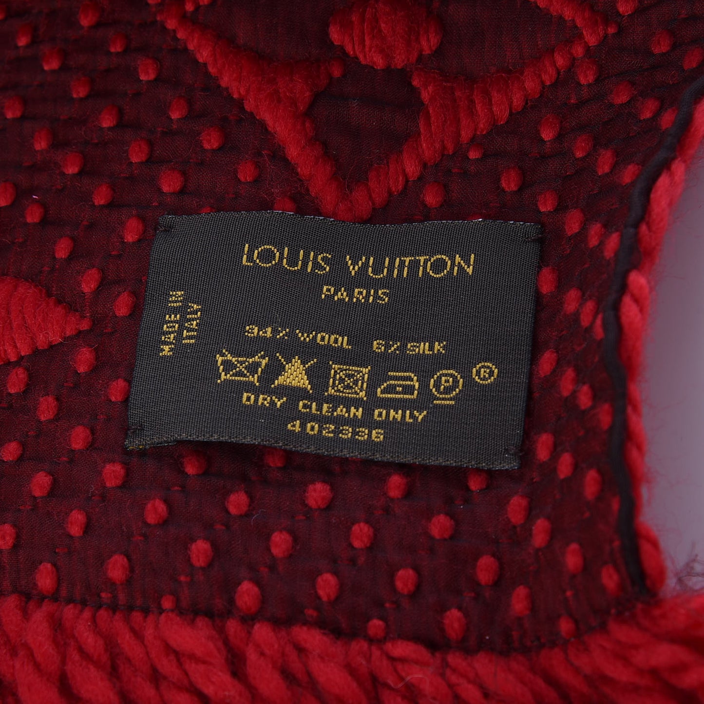 Wool Silk Logomania Scarf Rubis