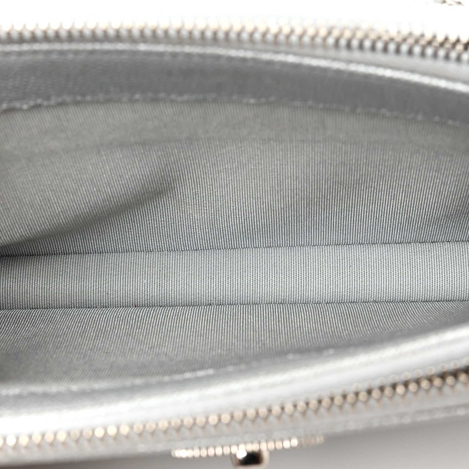 Chanel Metallic Caviar Chevron Quilted Small Vintage Mademoiselle Clutch With Chain Silver 5 of 10