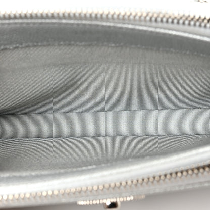 Chanel Metallic Caviar Chevron Quilted Small Vintage Mademoiselle Clutch With Chain Silver 5 of 10