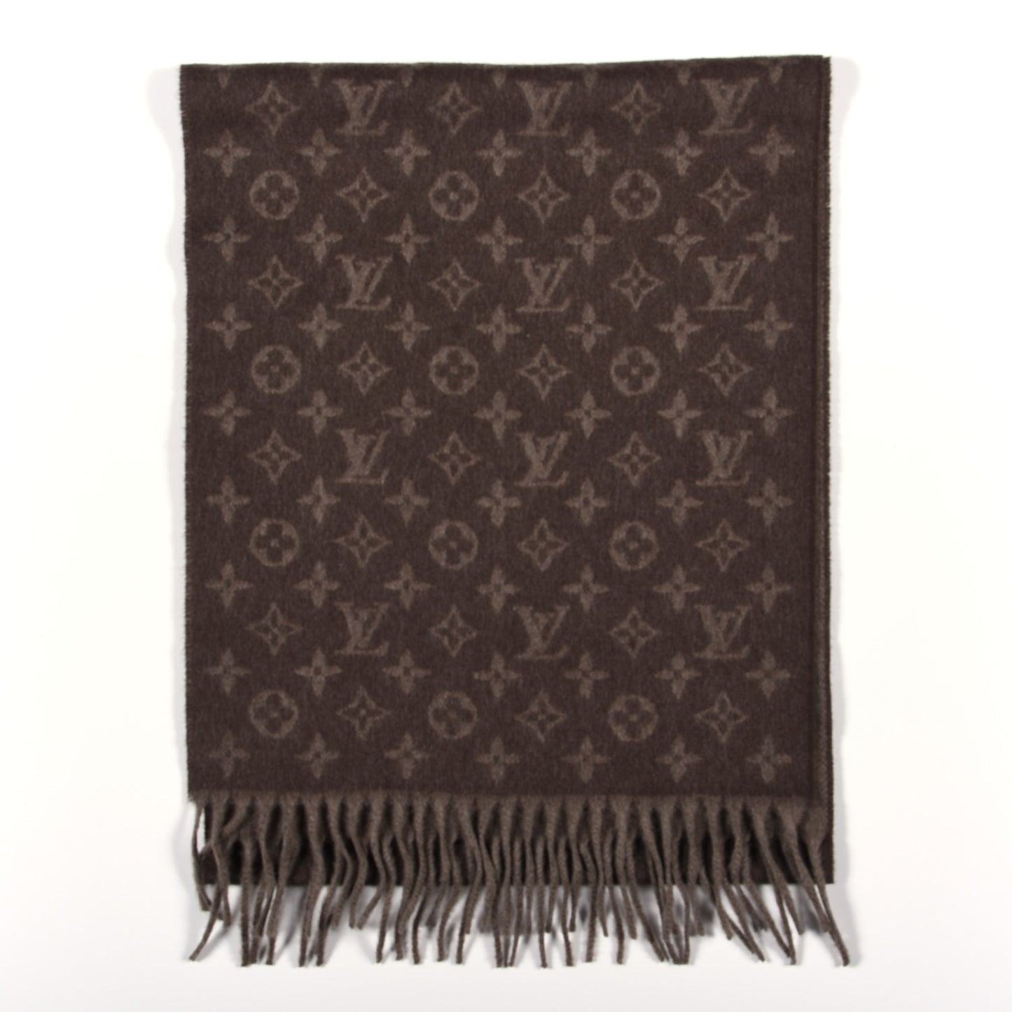 Cashmere Wool Monogram Gradient Scarf Noisette