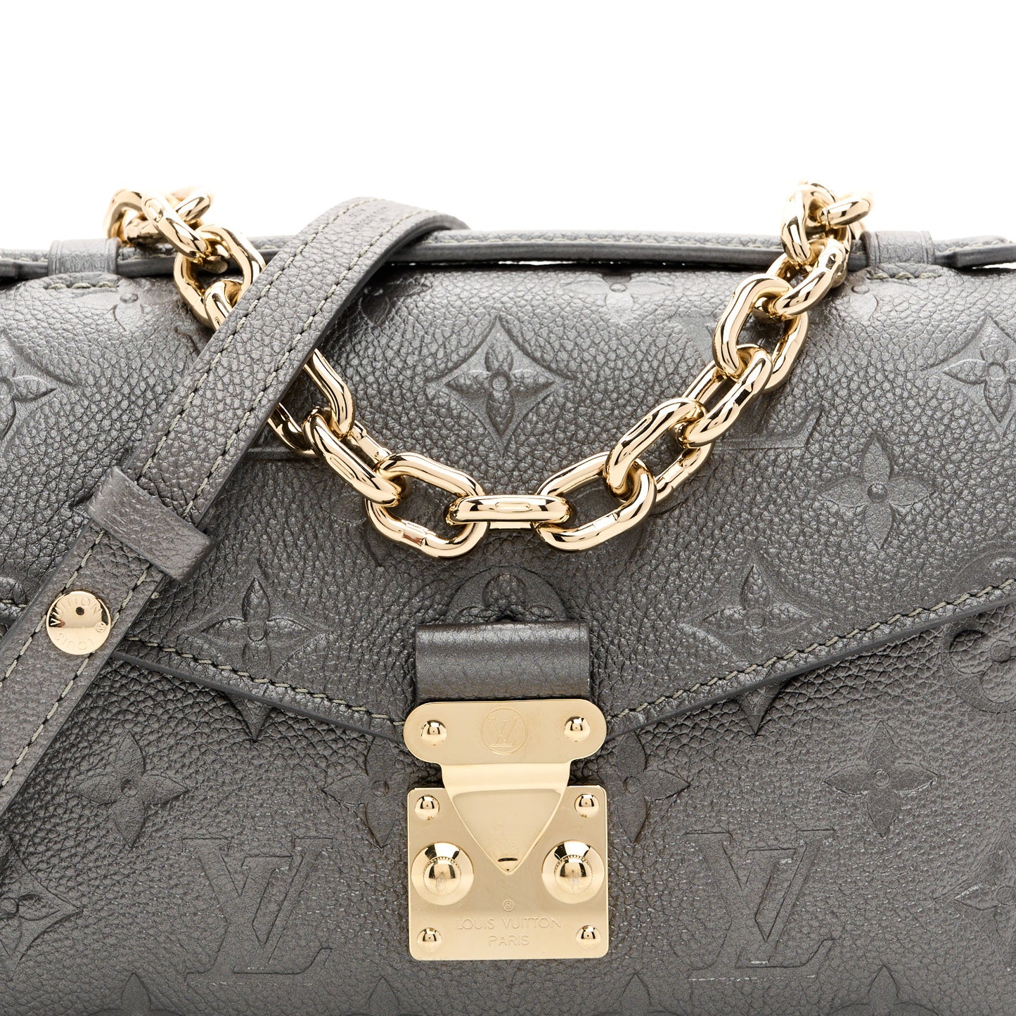 Shimmery Empreinte LV Ski Pochette Metis East West Gun Metal