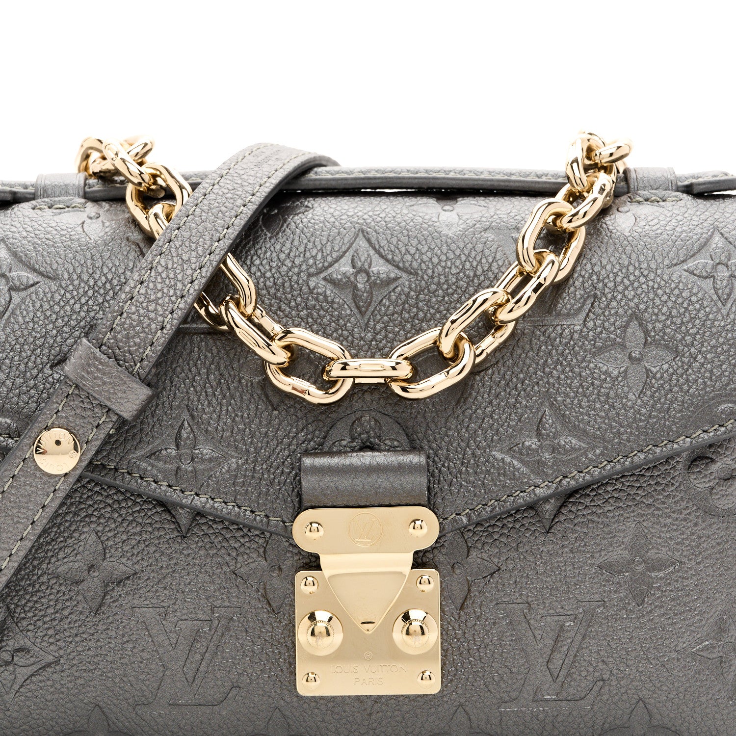 Louis Vuitton Shimmery Empreinte LV Ski Pochette Metis East West Gun Metal 7 of 9
